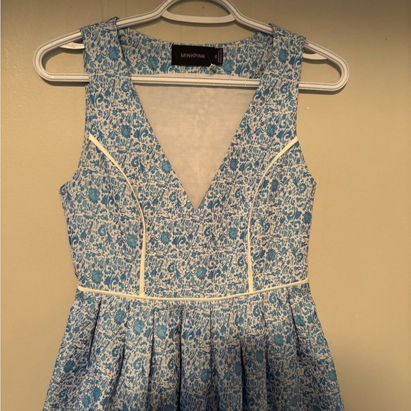 Minkpink Pleasantville Blue Skater Dress Floral Mini Size XS - Picture 3 of 6